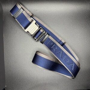 PRADA Unisex Belt 100cm / 40” (Blue / Gray Trim) 2C4946
